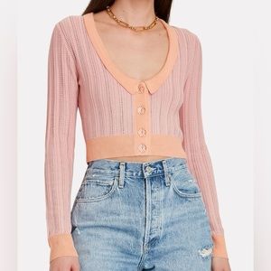 For Love & Lemons Phoebe Cropped Pointelle Cardigan
